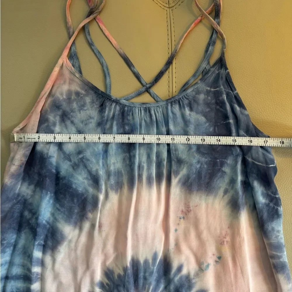 Blue and Pink Tie-dye Swim Coverup Dress One Size